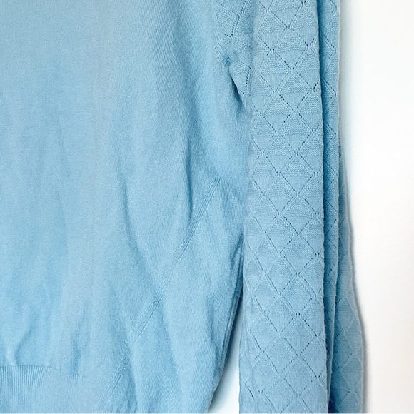 ROOLEE The Willis Textured Sweater Medium Blue soft lightweight puff sleeve - Picture 8 of 14